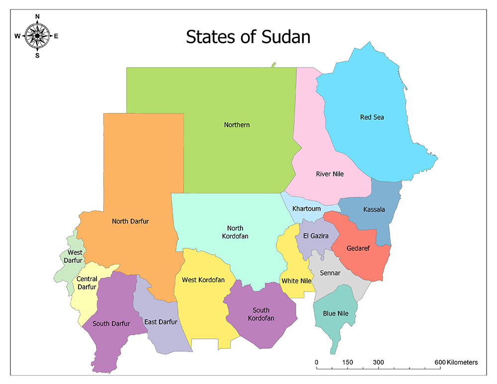 Sudan state map