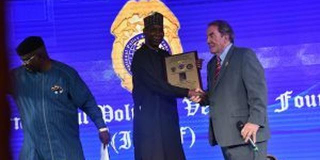Nigeria’s Muhammad-Bande receiving the Global Leadership in International Relations Award in New York