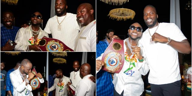 Davido hangs out with Nigerian-born cruiserweight champion, Lawrence Okolie [Photos]