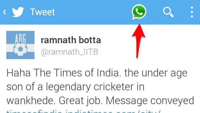 Twitter testing a ‘share to WhatsApp’ button in India