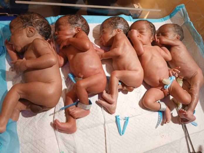 Anambra woman delivers quintuplets after 9 years of marriage, begs for help