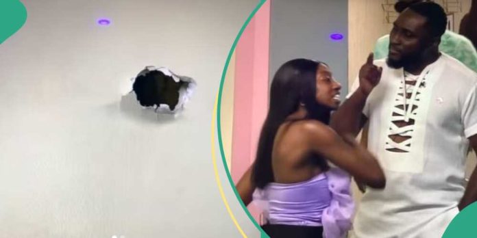 Pere hits the wall in an altercation with Doyin on 'BBNaija All Stars'