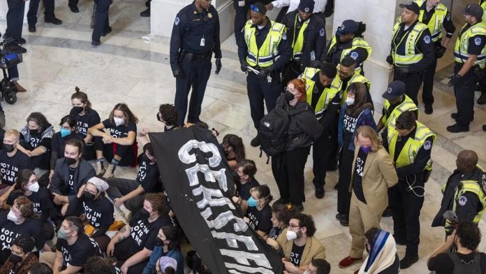Israel-Hamas war: More than 300 arrested in a Capitol Hill protest urging a cease-fire