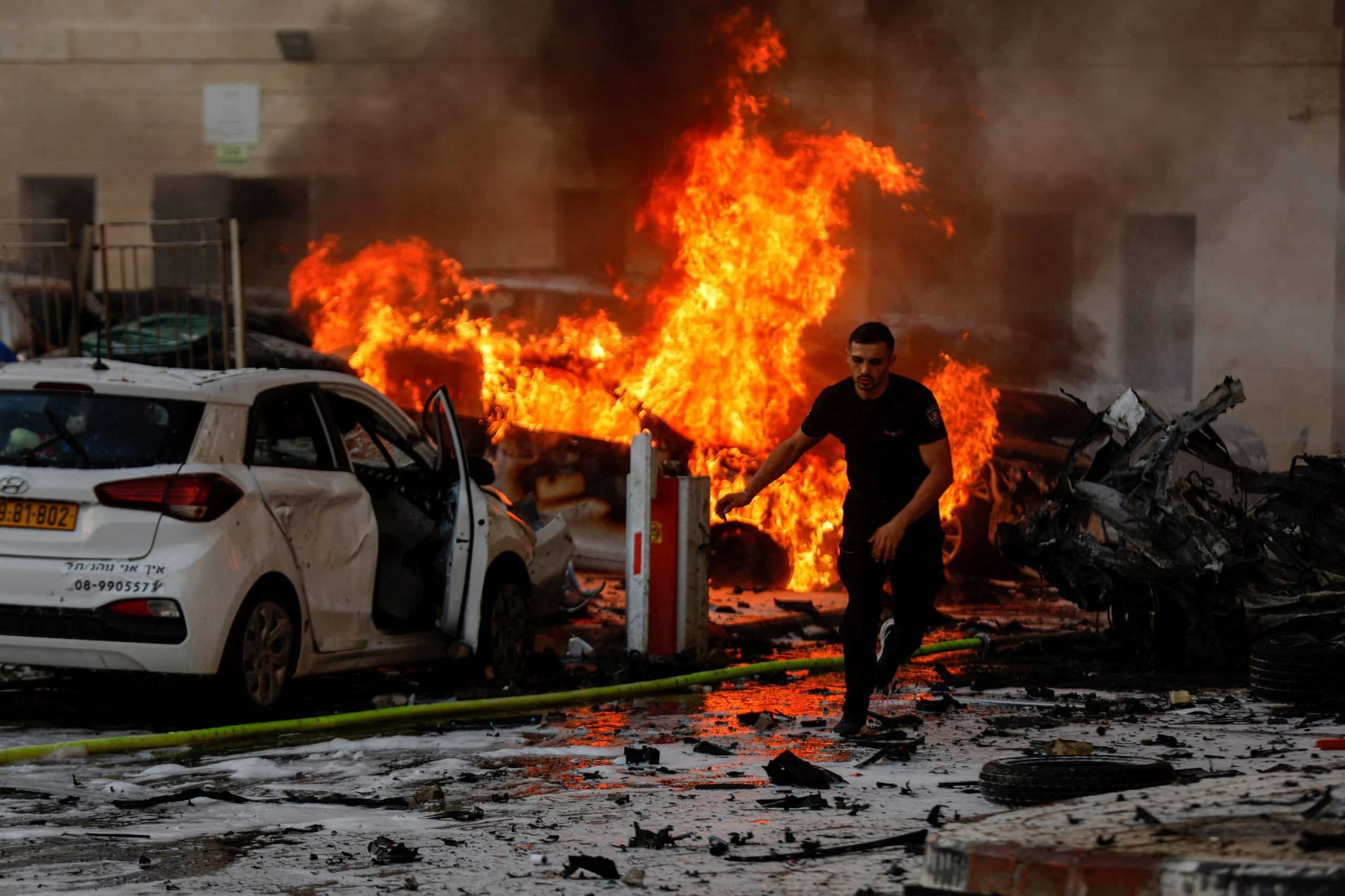 Israel burning after Hamas attack