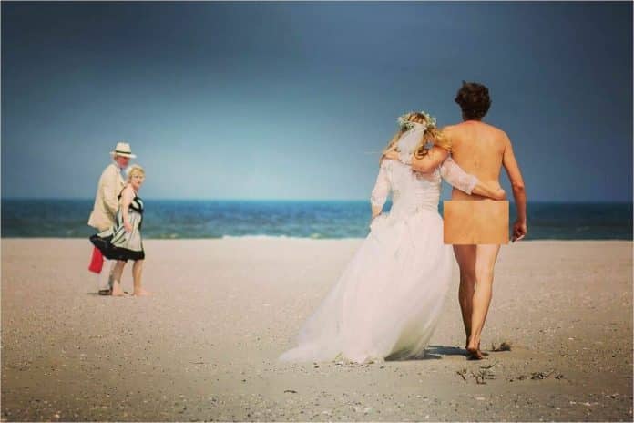 Completely naked couples can get married on this beach!