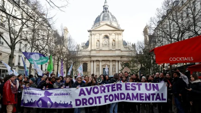 Hundreds take part in march backing right to abortion in Paris