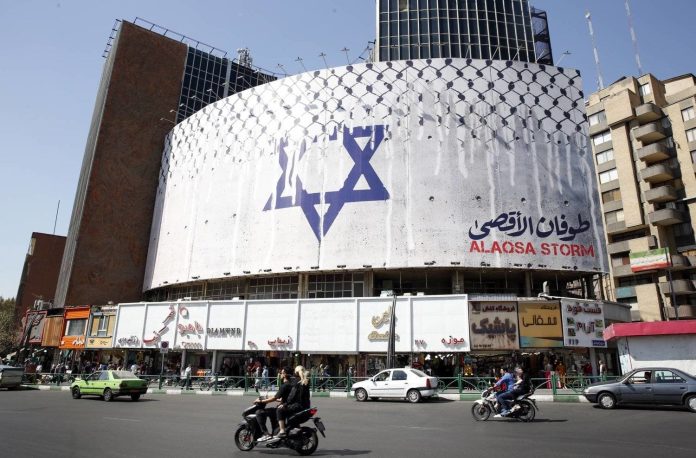 October 7 a massive billboard hang of wall in Vali-e Asr Square, Tehran